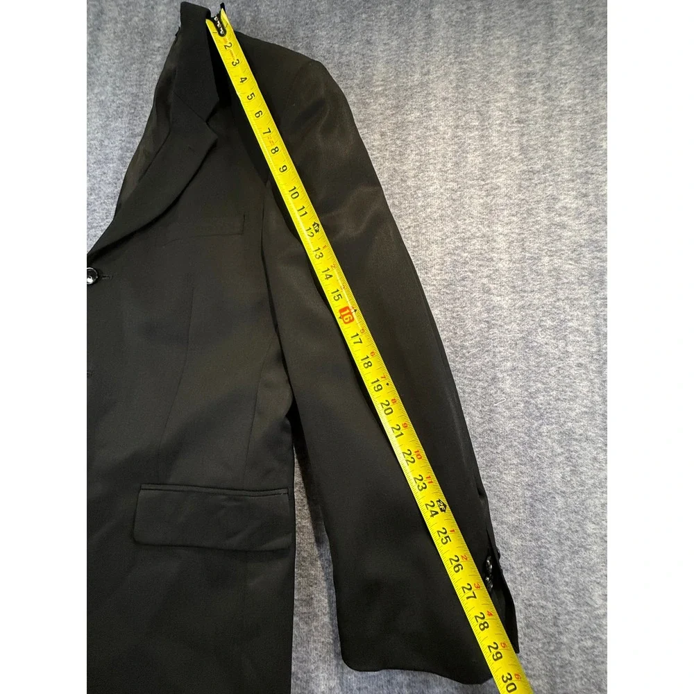 Albert Nipon Mens Suit Blazer Black 3 Button Wool Blend Jacket Formal Business